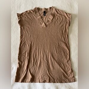 Brown V-Neck Women's T-Shirt Dress
